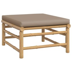 Salon de jardin 5 pcs avec coussins taupe bambou 569866569866