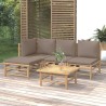 Salon de jardin 5 pcs avec coussins taupe bambou 569867569867