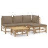 Salon de jardin 5 pcs avec coussins taupe bambou 569867569867