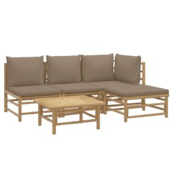 Salon de jardin 5 pcs avec coussins taupe bambou 569867569867