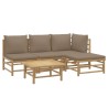 Salon de jardin 5 pcs avec coussins taupe bambou 569867569867