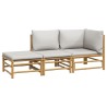Salon de jardin 3 pcs avec coussins gris clair bambou 569868569868