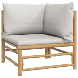 Salon de jardin 3 pcs avec coussins gris clair bambou 569868569868