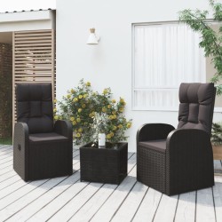 Ensemble de salon de jardin 3 pcs noir poly rotin et acier 569869569869