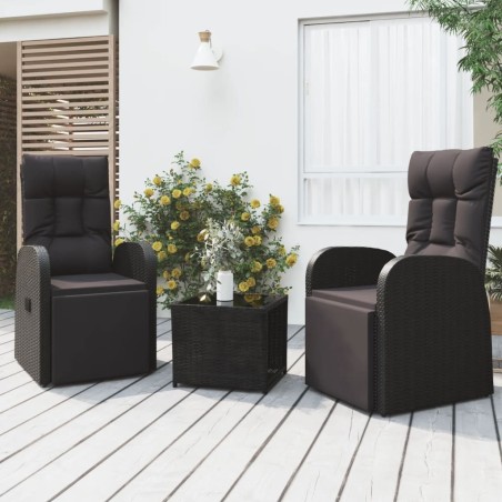 Ensemble de salon de jardin 3 pcs noir poly rotin et acier 569870569870