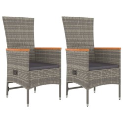 Ensemble à manger de jardin 3 pcs coussins gris résine tressée 569874569874