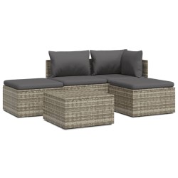 Salon de jardin 5 pcs avec coussins Gris Résine tressée 569875569875