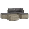 Salon de jardin 5 pcs avec coussins Gris Résine tressée 569875569875