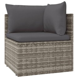 Salon de jardin 5 pcs avec coussins Gris Résine tressée 569875569875