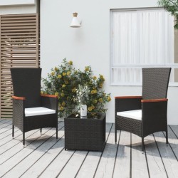 Ensemble de salon de jardin 3 pcs noir poly rotin et acier 569880569880