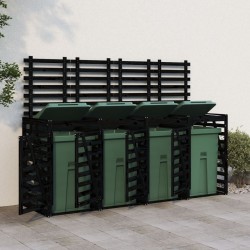 Abri pour poubelle quadruple sur roulettes noir bois de pin 569881569881