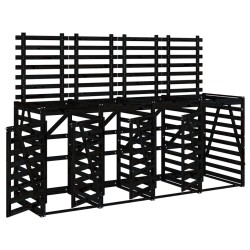 Abri pour poubelle quadruple sur roulettes noir bois de pin 569881569881