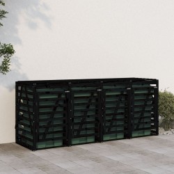 Abri pour poubelle quadruple sur roulettes noir bois de pin 569881569881