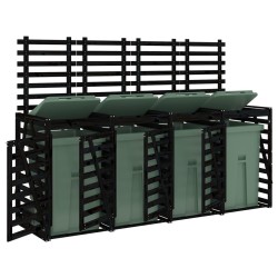 Abri pour poubelle quadruple sur roulettes noir bois de pin 569881569881