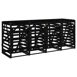 Abri pour poubelle quadruple sur roulettes noir bois de pin 569881569881