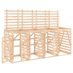 Abri de poubelles quadruple sur roulettes bois massif pin 569882569882