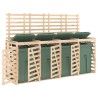Abri de poubelles quadruple sur roulettes bois massif pin 569882569882