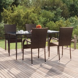 Ensemble à manger de jardin 5 pcs Marron Résine tressée 569885569885