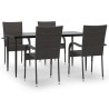 Ensemble à manger de jardin 5 pcs Marron Résine tressée 569885569885