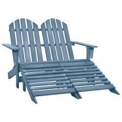 Chaise de jardin Adirondack 2 places et pouf sapin massif bleu 569888569888