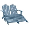 Chaise de jardin Adirondack 2 places et pouf sapin massif bleu 569888569888