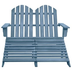 Chaise de jardin Adirondack 2 places et pouf sapin massif bleu 569888569888