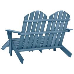 Chaise de jardin Adirondack 2 places et pouf sapin massif bleu 569888569888