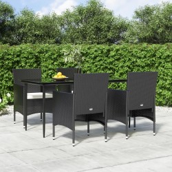 Ensemble à manger de jardin avec coussins 5 pcs Noir 569895569895