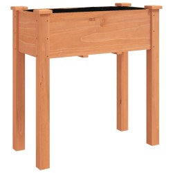 Jardinière sur roues avec doublure brun 71x37x80 cm bois sapin 569896569896