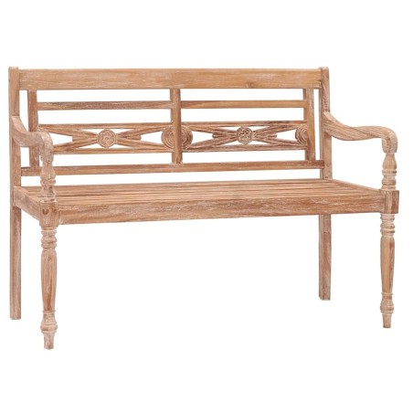 Banc Batavia 120 cm Huilé en blanc Bois de teck solide 569903569903