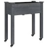 Jardinière sur roues avec doublure gris 71x37x80 cm bois sapin 569904569904