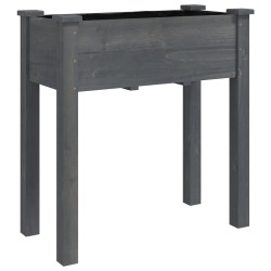 Jardinière sur roues avec doublure gris 71x37x80 cm bois sapin 569904569904