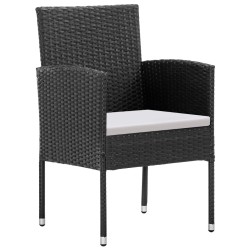 Ensemble à manger de jardin coussins 7pcs Noir Résine tressée 569914569914