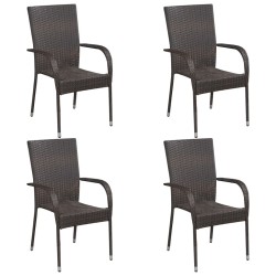 Ensemble à manger de jardin 5 pcs Marron Résine tressée 569915569915