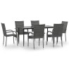 Ensemble à manger de jardin 7 pcs Gris Résine tressée 569917569917