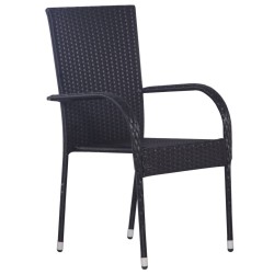 Ensemble à manger de jardin 5 pcs Noir Résine tressée 569921569921