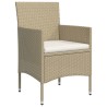Ensemble à manger de jardin coussins 5 pcs Beige/noir 569924569924