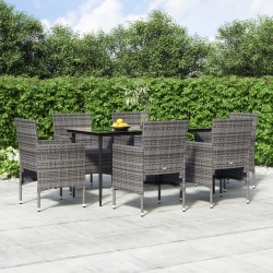 Ensemble à manger de jardin coussins 7pcs Gris et noir 569925569925