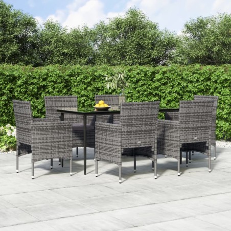 Ensemble à manger de jardin coussins 7pcs Gris et noir 569925569925