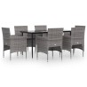 Ensemble à manger de jardin coussins 7pcs Gris et noir 569925569925