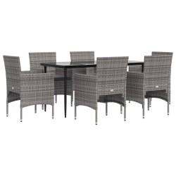 Ensemble à manger de jardin coussins 7pcs Gris et noir 569925569925
