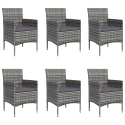 Ensemble à manger de jardin coussins 7pcs Gris et noir 569925569925