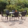 Ensemble à manger de jardin 7 pcs Noir Résine tressée 569927569927