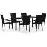 Ensemble à manger de jardin 7 pcs Noir Résine tressée 569927569927