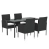 Ensemble à manger de jardin coussins 5pcs Noir Résine tressée 569931569931