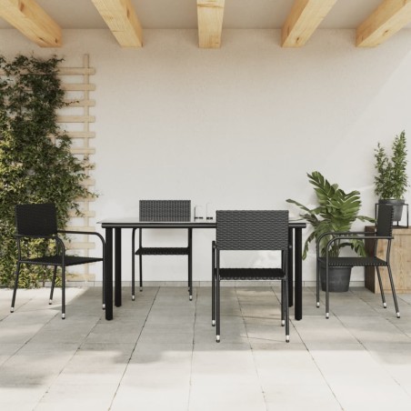 Ensemble à manger de jardin 5 pcs Noir Résine tressée 569932569932