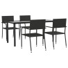 Ensemble à manger de jardin 5 pcs Noir Résine tressée 569932569932