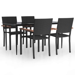 Ensemble à manger de jardin 5 pcs Noir Résine tressée 569933569933