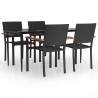 Ensemble à manger de jardin 5 pcs Noir Résine tressée 569933569933
