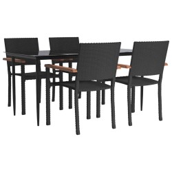 Ensemble à manger de jardin 5 pcs Noir Résine tressée 569933569933